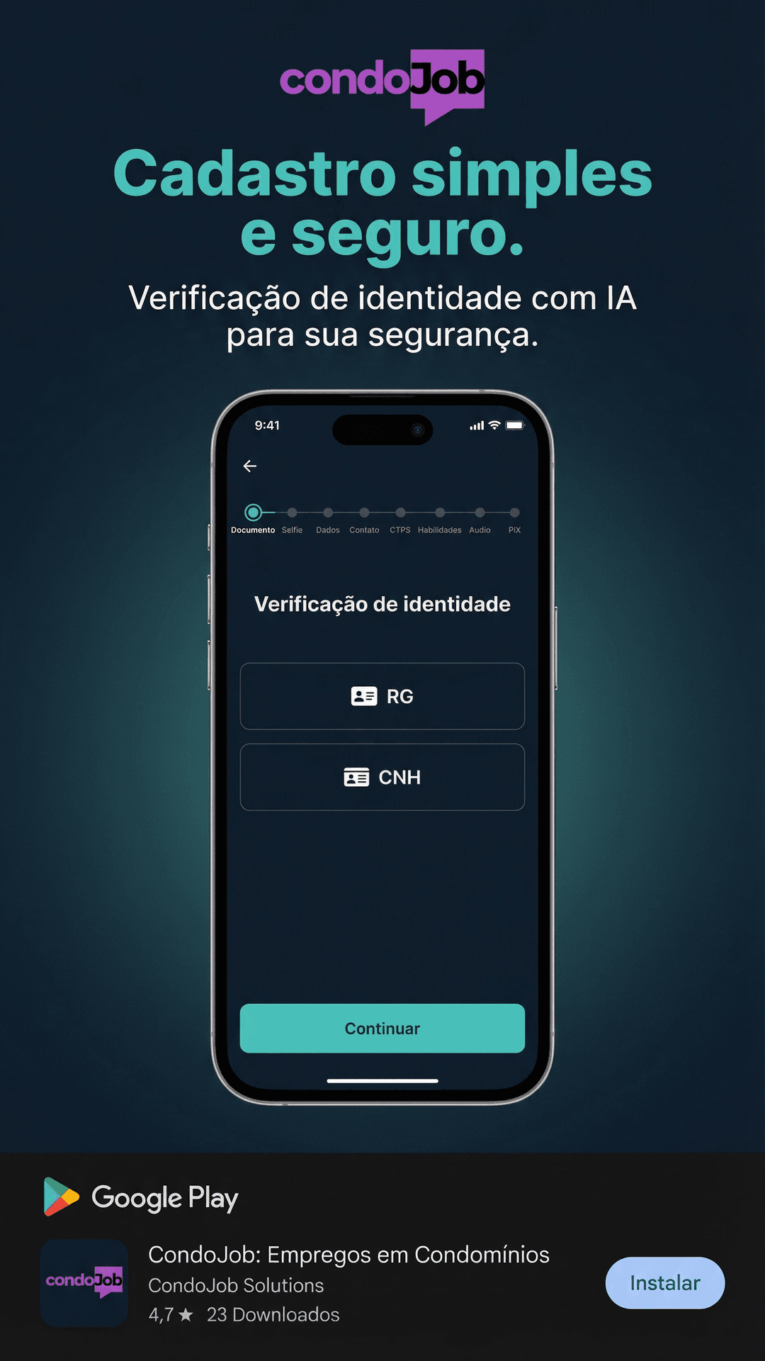 Login, cadastro e uso da plataforma em um ponto central.